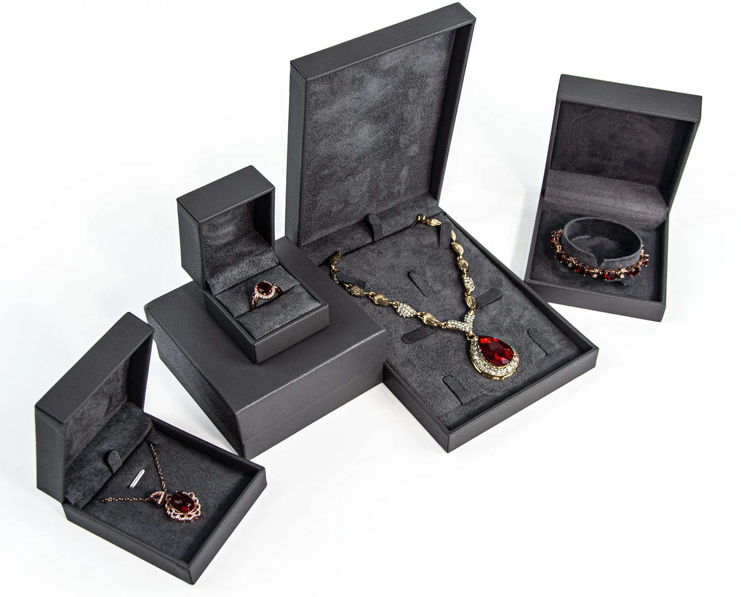 Leatherette Paper Jewelry Packaging Ring Boxes Jewellery Display