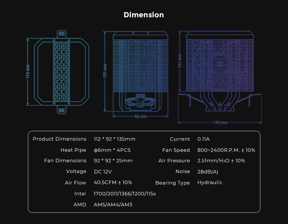Alseye M90 Pc Argb Cooling Fans Support Dual Cpu Installation Cooler