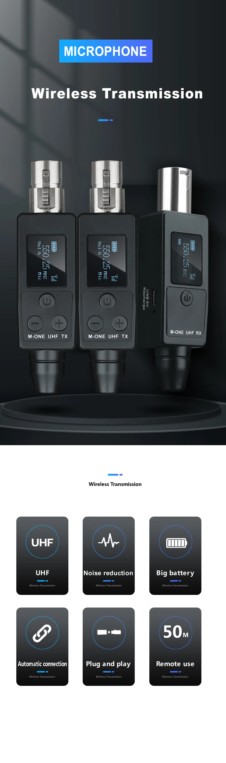 Dual Channels Converter For Converting Wired Microphone Into Wireless
