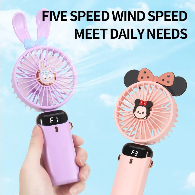 New Usb Handheld Fan Mini Portable Desktop Charging Small Fan Folding Digital Display Aromatherapy Small Fan