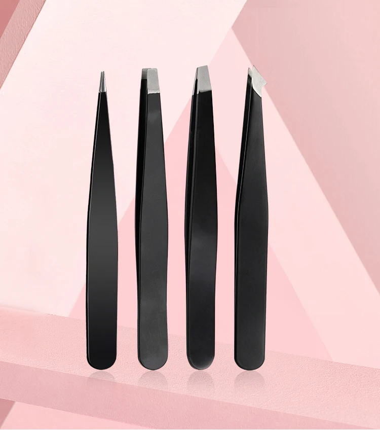 1.5mm Thickness High Quality Set Eyebrow Tweezers With Light Slanted Eyebrow Tweezers Stainless