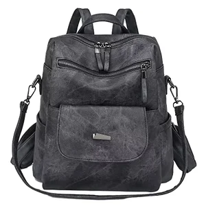High Quality Vintage Female Pu Leather Backpack With Zipper Closure Casual Travel Shoulder Bags For Ladies And School For Girls