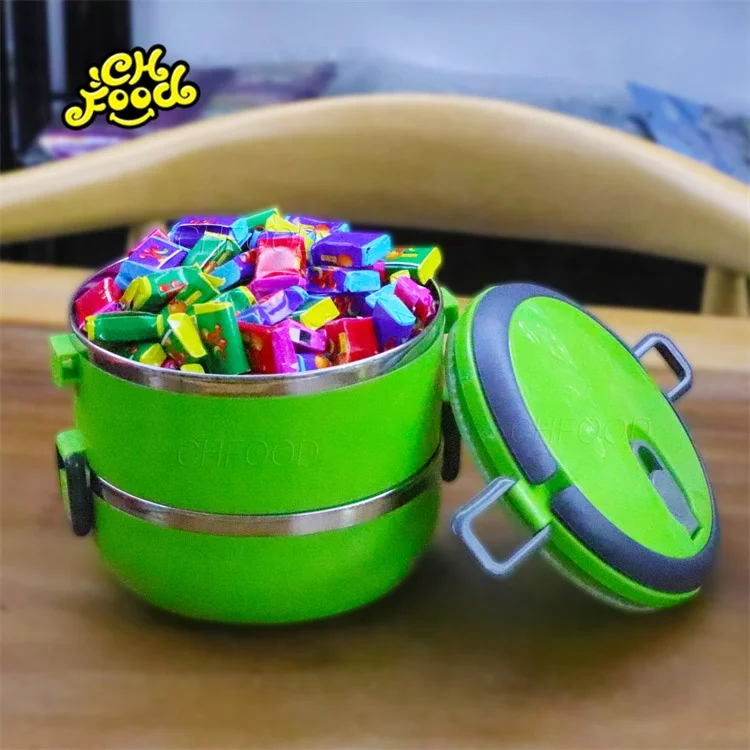 Wholesale and OEM Fruit Flavor VC Bubble Gum with Tattoo in Lunch Box Halal Candy for Kids Chewing Gum Candy