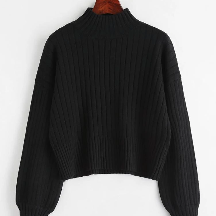 dropped shoulder mock neck sweater