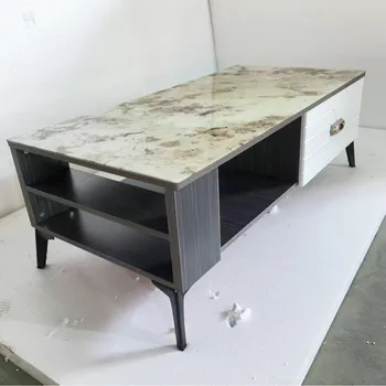 Light Luxury Living Room Coffee Table Convertible Extendable Square MDF Wood Rock Slab with Rustic Design Tea Table Furniture