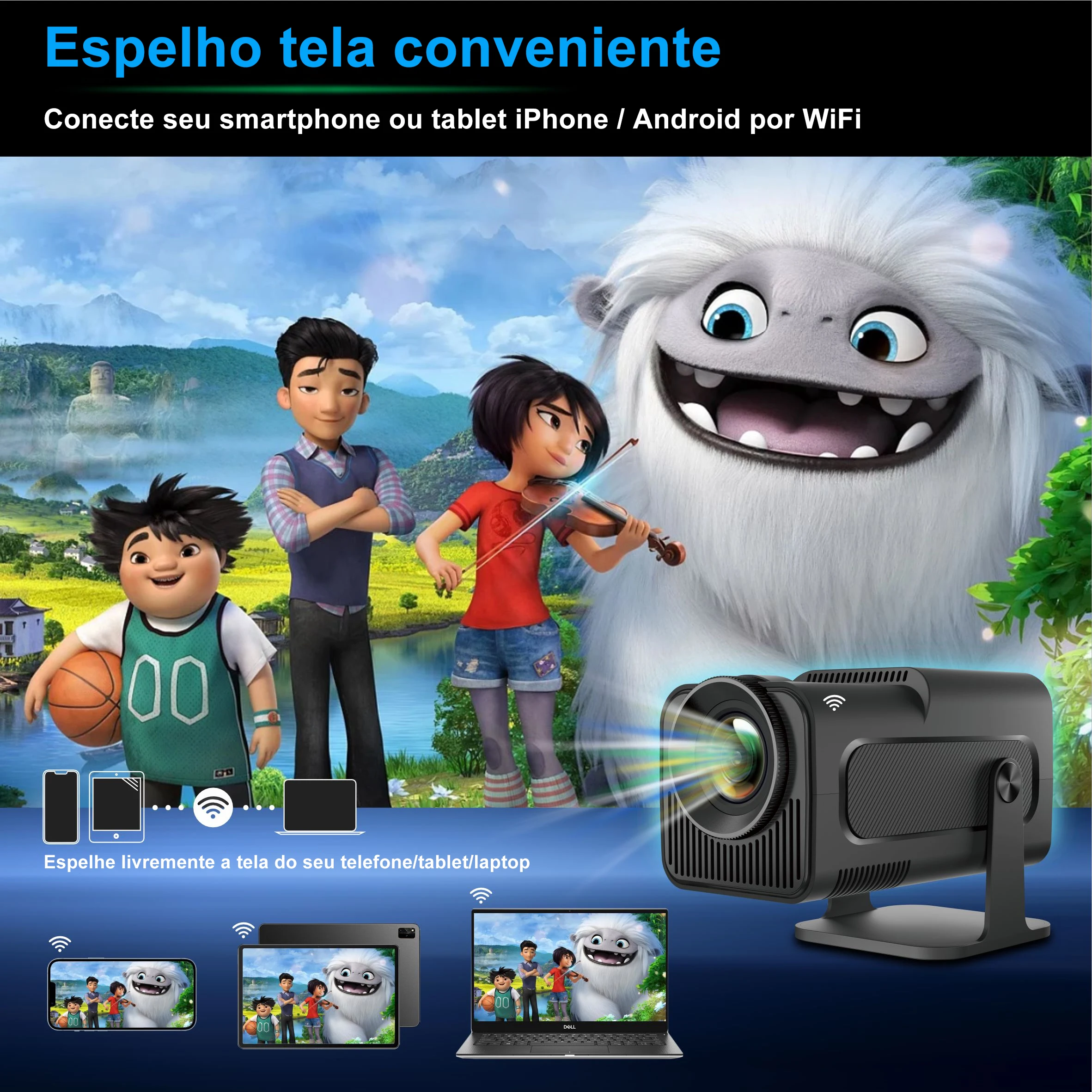 Salange 2024 Mini Portable Projector HY320 - 1080p 4K Smart Android