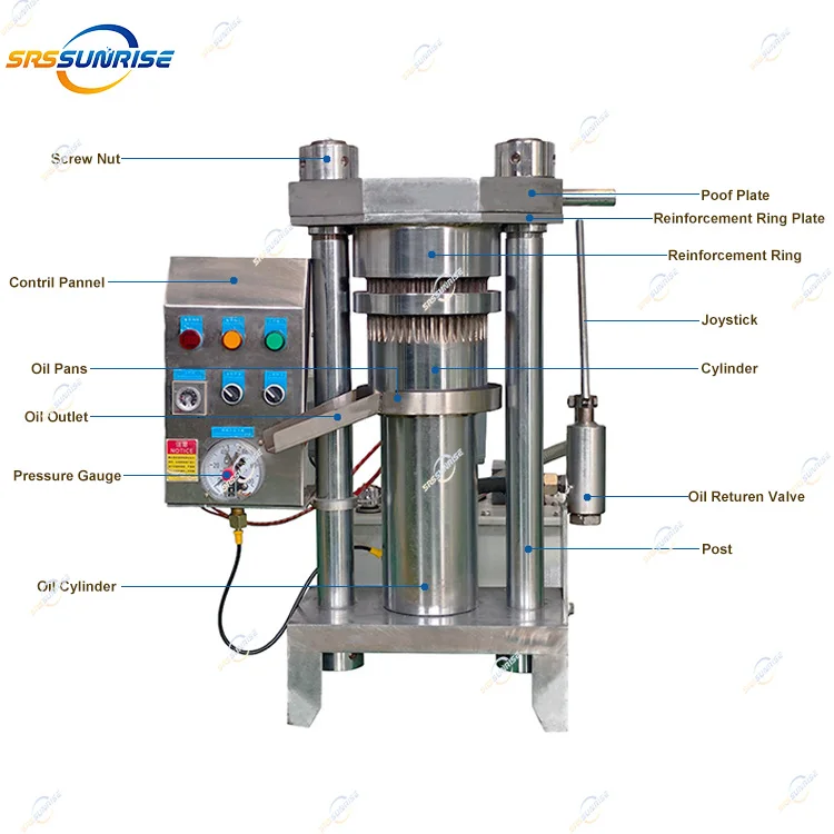 Small Hydraulic Extractor Cocoa Butter Nut Soybean Sesame Peanut Olive Sunflower Seed Mustard Avocado Oil Cold Press Machine