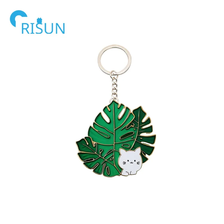 Tropical Palm Leaf Keychain Monstera Charm - Custom Green Leaf Key