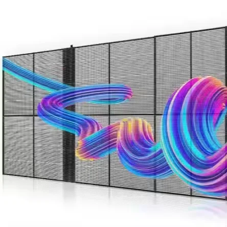 공장 직영 P6/P10 실내 스마트 크리스탈 메시 접착식 초박형 유연 투명 디스플레이 패널 모듈, 유리용 LED 필름 스크린