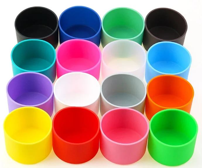 Custom color Reusable and Washable Colorful Silicone Cup Bottom Protectors