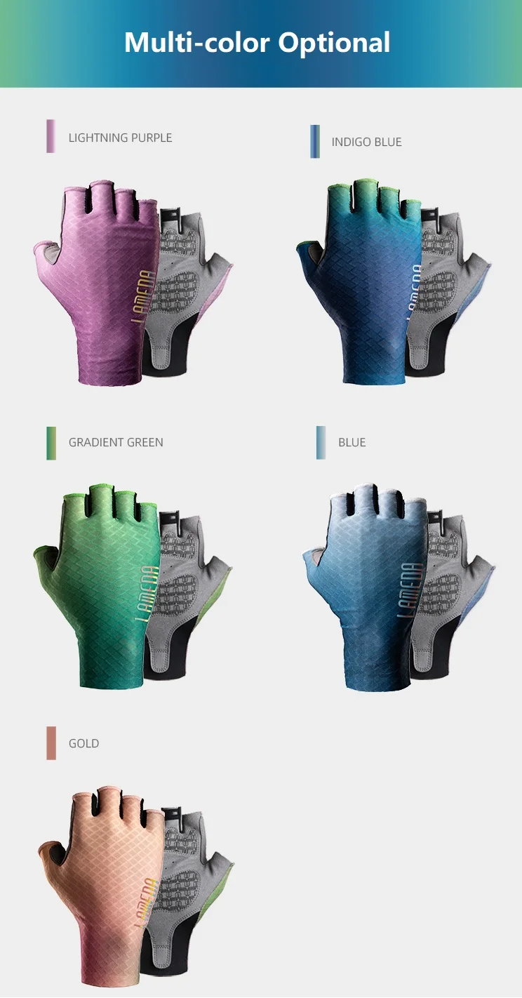 LAMEDA Sublimation Printing gel pad Bike Gloves waterproof Breathable Half Finger Bicycle Riding Sports Custom Cycling Gloves