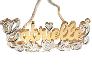 Custom Design Jewelry Two-tone Gold Plated Personalized Letter Pendant Double Plated Custom Name Necklace