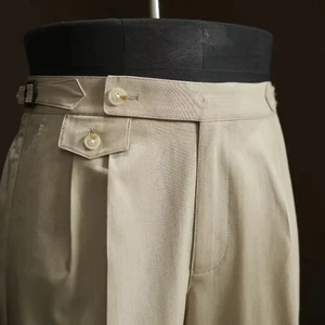 Men's Casual Vintage Fashion Cotton Pants Breathable Stretch Comfortable Outdoor Mid Zipper Fly with MTM Service 100% Cotton