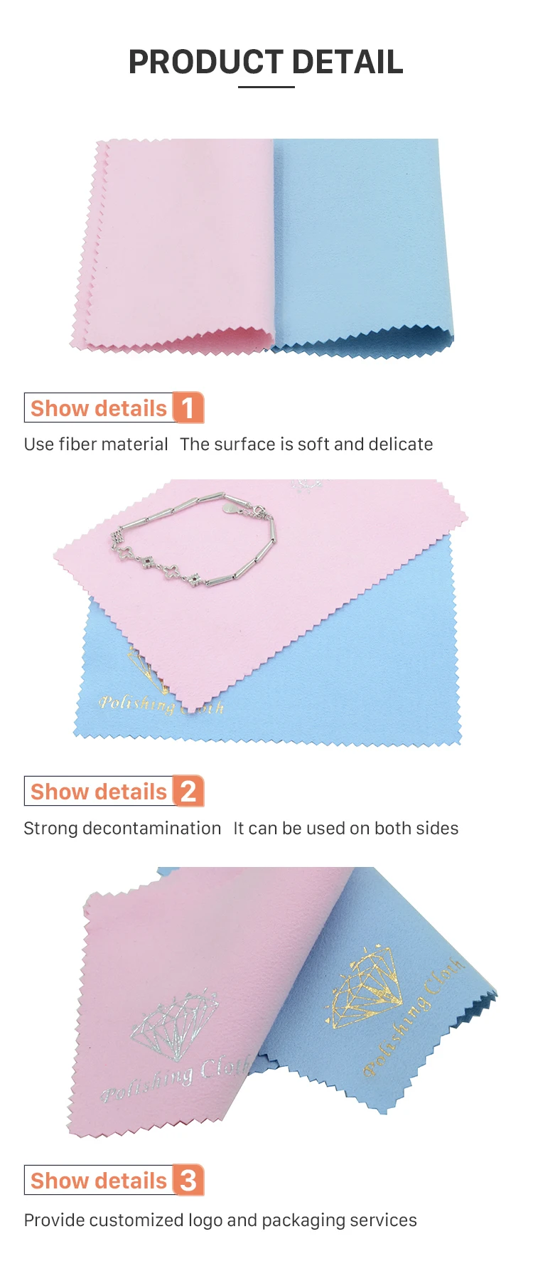 Custom Jewelry Polishing Cleaning Cloth Wholesale Pure Color East