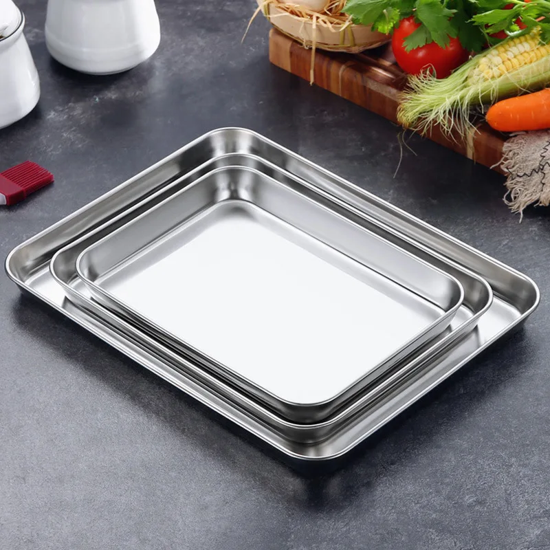Hedan Shallow Trays Durable Stainless Steel Food Plates