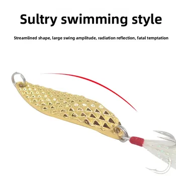 Leech Metal Spoon Lure with Reinforced Feather Treble Hook, Freshwater Artificial Bait for Mandarin Fish & Topmouth Culter – Metal Jig – view 4