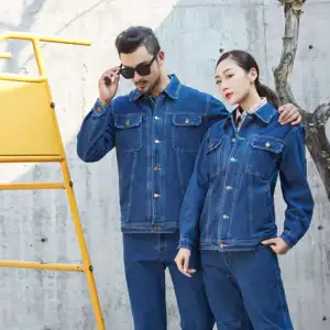 OEM Custom-Made Unisex Breathable Anti-Bacterial Multi-Pocket Denim Suits Needle-Detecting Seamless-Fusing Features Workwear