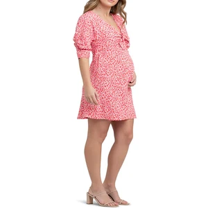 Wholesale Custom  Women V-Neck Short Sleeve Floral Maternity Dresses Nursing Gown Breastfeeding Dress