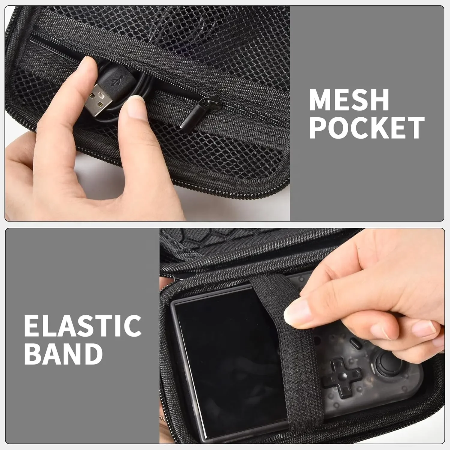 Étui Rigide EVA Pour Console R36S/R35S - Protection Anti-choc, Poche Accessoire - Noir Ou Gris - 4