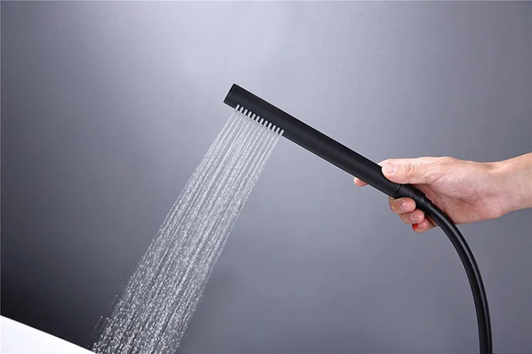 Material de latón de calidad, grifo mezclador de bañera independiente de Color negro cromado montado en el suelo, relleno