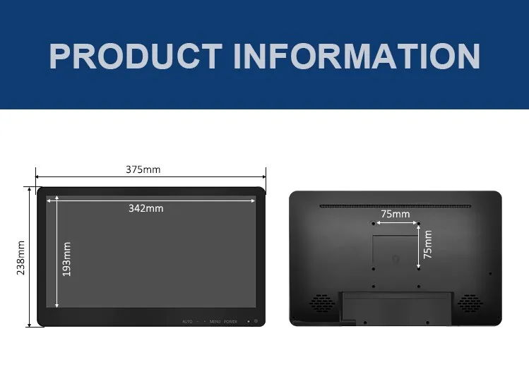 15.6 Inch VGA Cable Plastic case True Flat 10 Point Touch Screen/non-touch Monitor for Industrial Equipment