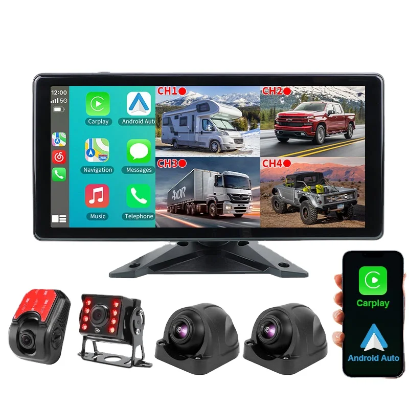 Dashcam Retroviseur 11.26 Pouces - Double Caméra, CarPlay/Android Auto Sans Fil, Carte 64GB