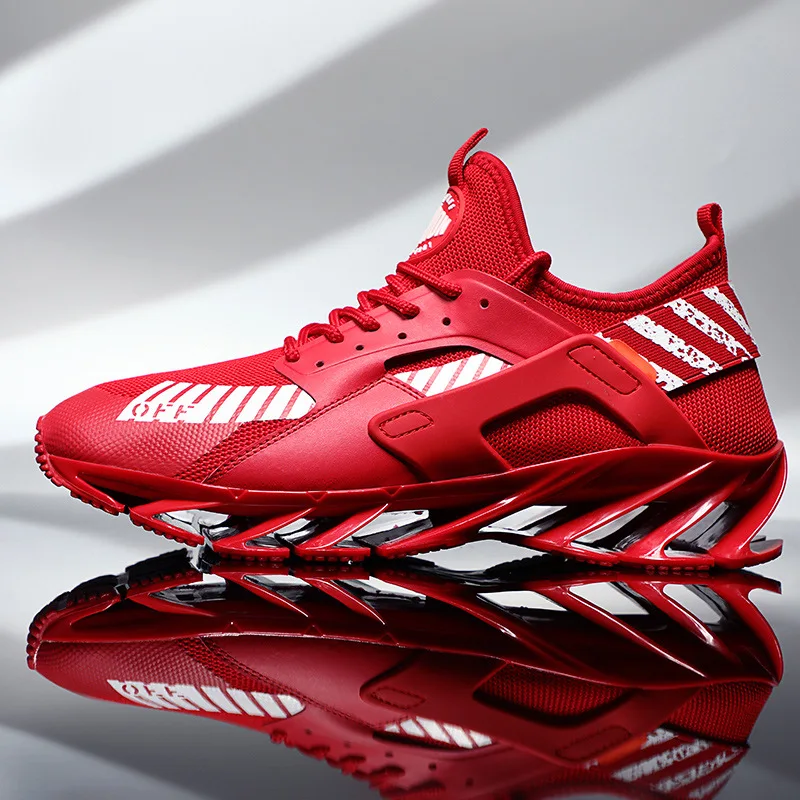China 2021 new cheap fashion style breathable mesh material high quality red sneakers for men