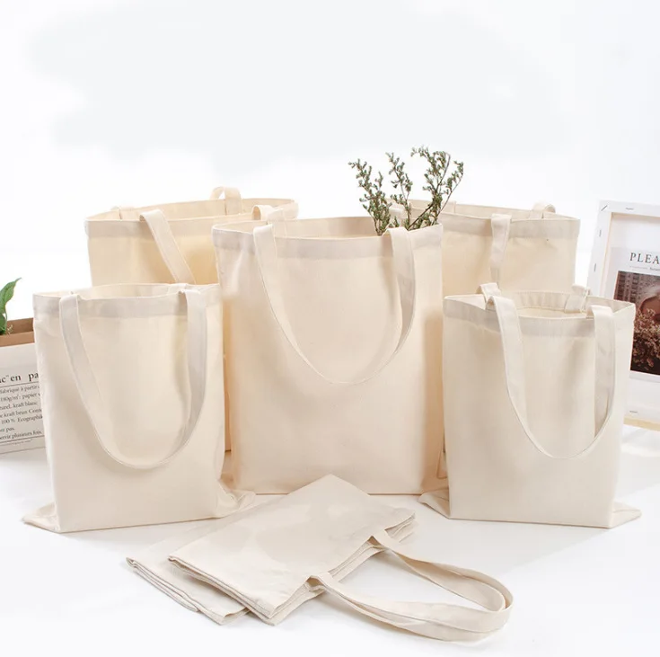 Factory Direct Sales Heat Transfer Screen Printed Canvas Bag Loop Eco-friendly Shopping Bag All Cotton Tote Bag Hemp Rope Bag preview 6