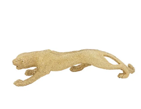 Custom Handmade Modern Abstract Gold Panther Resin Leopard Statue Decor Gifts Crafts Ornament