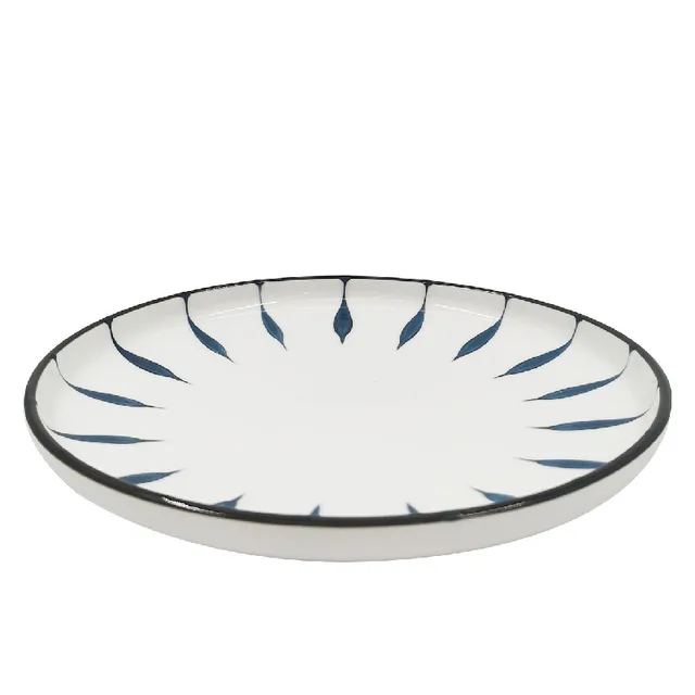 Simple modern style family daily dinner plate white blue pattern all-match Daily Table Essentials