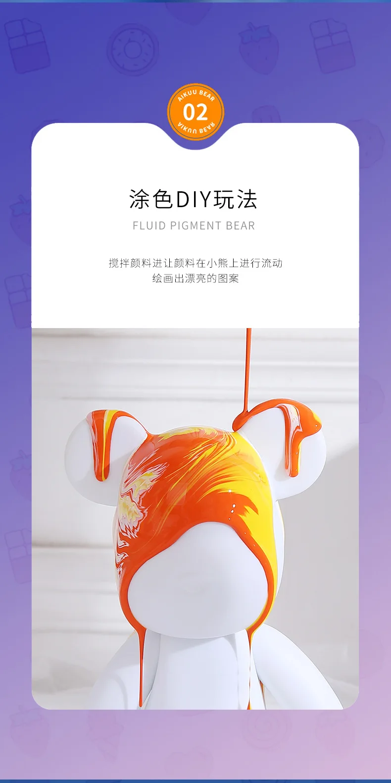 Fluid Bear Keychain White Embryo Handmade Diy Material Package Homemade ...