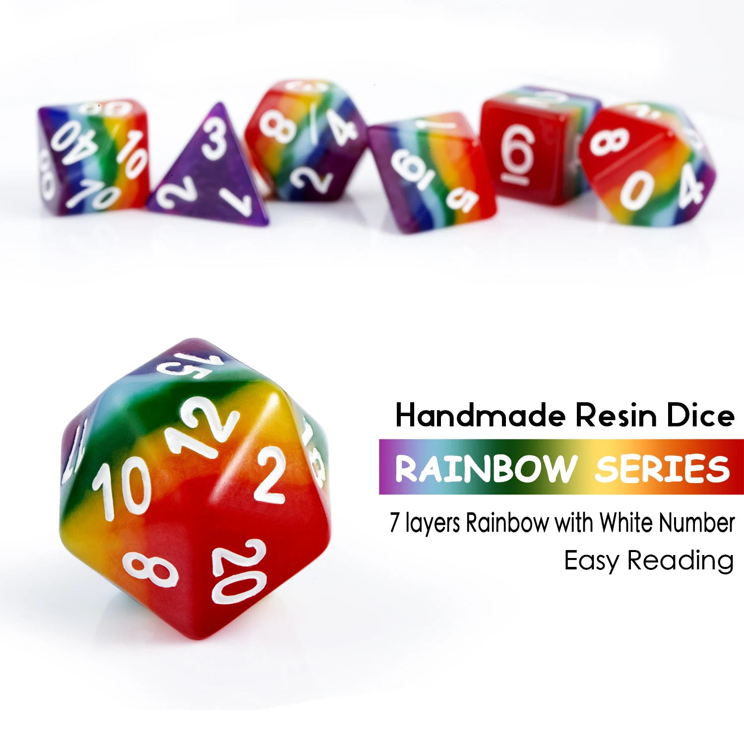 Factory Wholesale D&d Role Playing Games Dnd Resin Dice Rainbow For