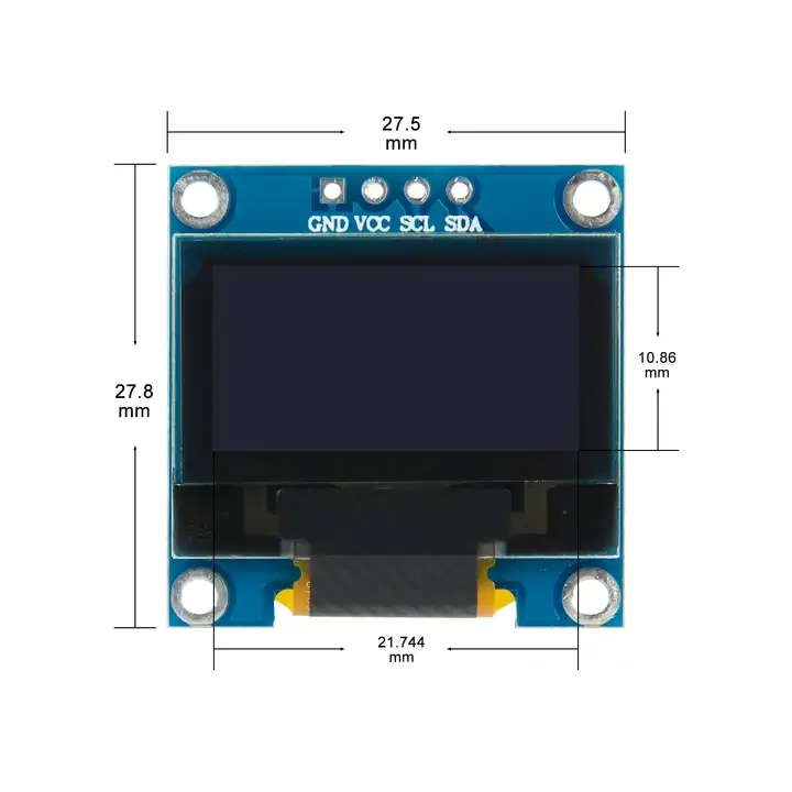 0.96 Inch OLED Display Module SSD1306 I2c Interface 128x64 Pixel Resolution