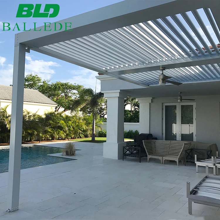 Remote Control Outdoor Pergola Motorized Opening Louvre Roof System