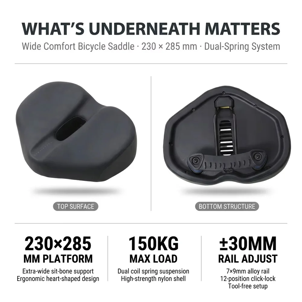 TXED Wide Bicycle Saddle for Moutain Bikes Electric Bikes Tricycles Comfort Soft Saddle
