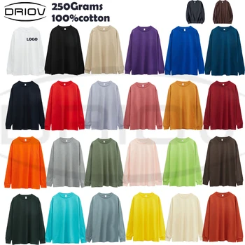 Top Quality 250g Longsleeve Oversize Tshirt Heavy Weight Cotton Tee Wholesale Streetwear Long Sleeve T-shirt for Men