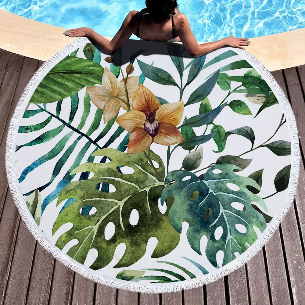 Custom Full Printed Round Beach Towel Customized Woven Microfiber