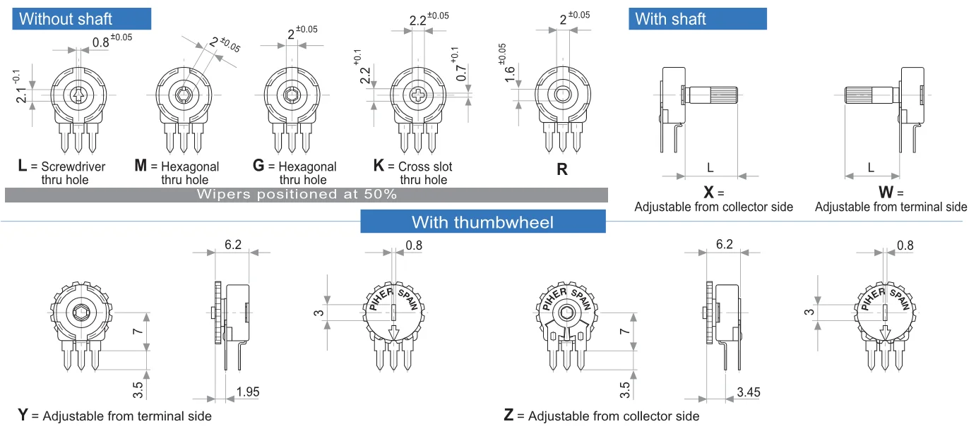 Pt10mv10 Trimmer Potentiometr Piher Acp Trimmer Potentiometer Ca6 Ca9