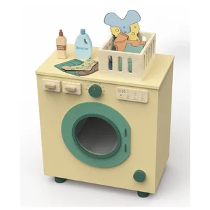 EDULAND 3-Year Old Washing Machine Toys Educational Multifunctional Pretend Play Wooden Toys