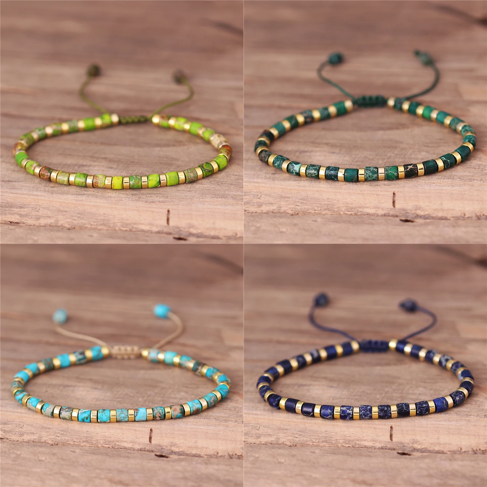 Boho Ethnic Rainbow Natural Stone Jasper Tube Beads Bracelet New