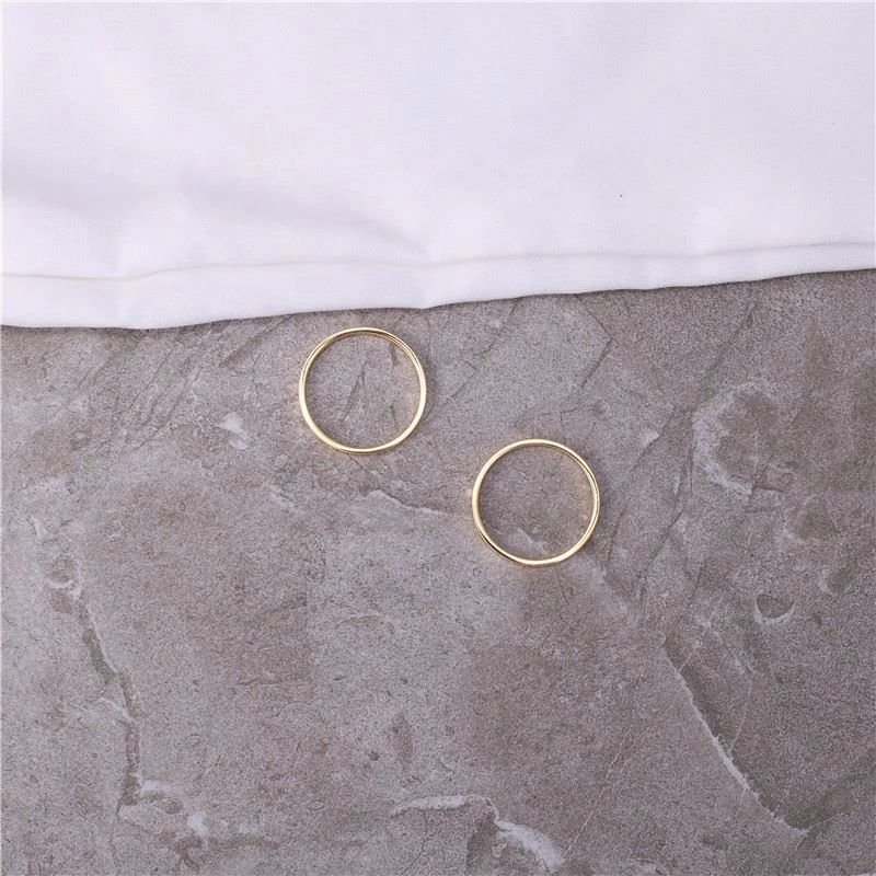 High End 18k Plain Gold Smooth Surface Rings Stainless Steel Trendy Simple Gold Plated Jewelry