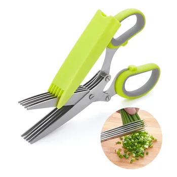 Modern Creative Stainless Steel Five-Layer Kitchen Scissors Herb Scissors Vegetable Cutter for Herbs Parsley Chilli Green Onions