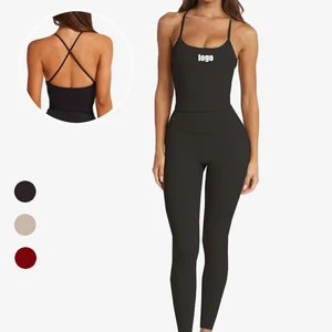 Wholesale Cross Back High Quality Pilates Women Casual Sports Legging Set Compression Yoga Set