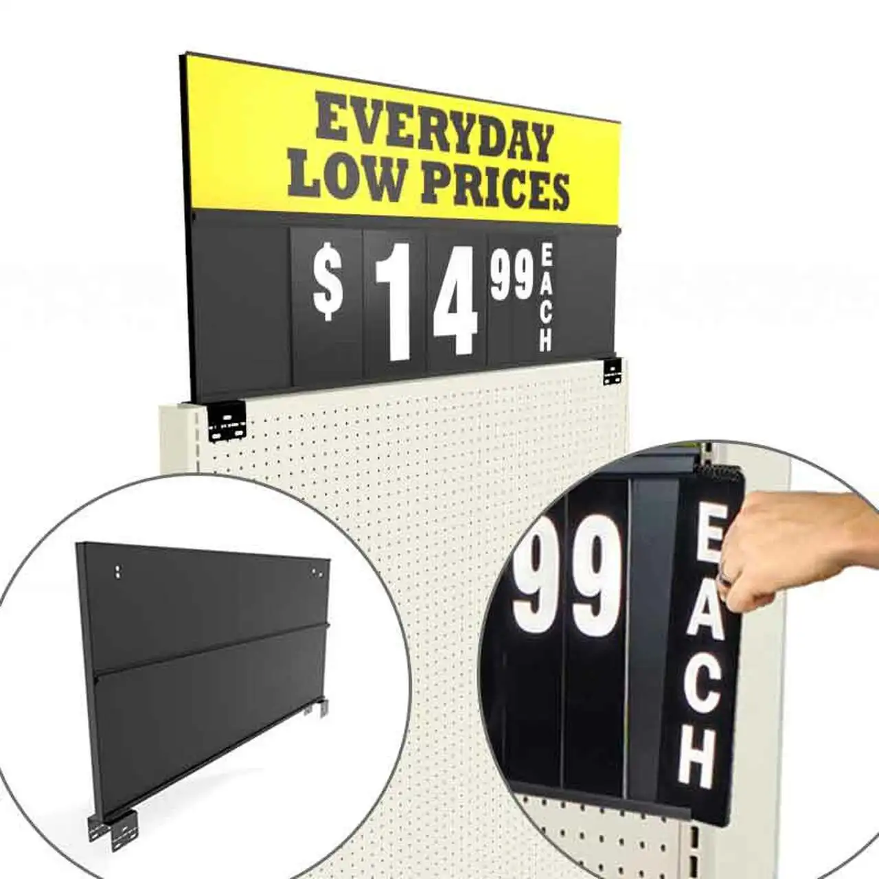 Gondola Top Sign Brackets With Display Spiral Number Pads