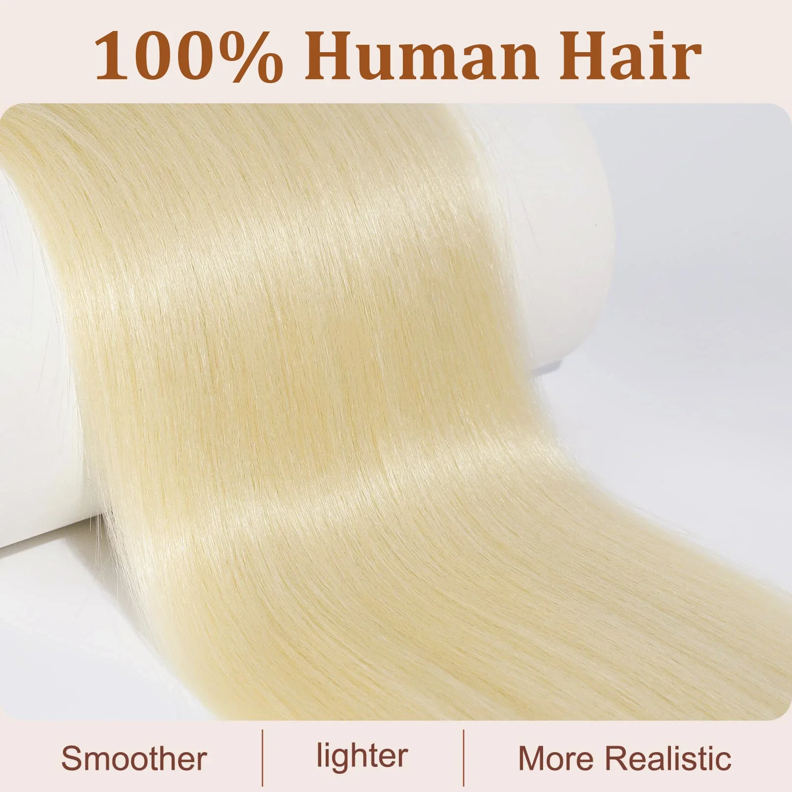 613 Blonder Pferdeschwanz mit Kordelzug zum Anklipsen, Echthaar-Extensions, glatter Pferdeschwanz zum Anklipsen, glattes Echthaar, 16-26 Zoll, für Frauen_voghion.com