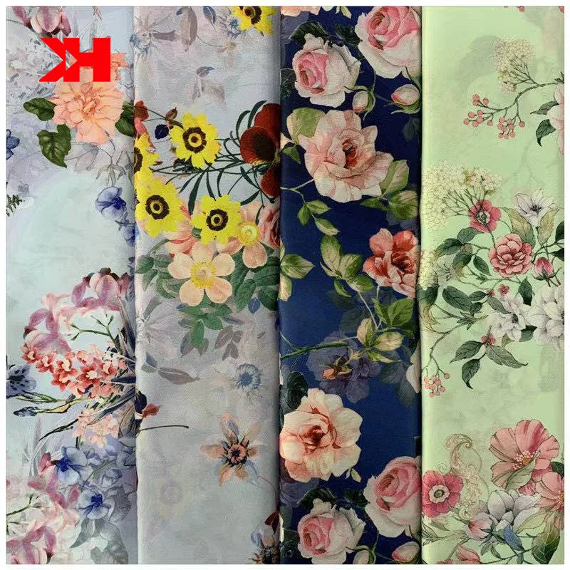 Shaoxing Kahn высококачественный текстильный принт шармёз атласная шелковая ткань полиэстер ткань с цветочным принтом для платья