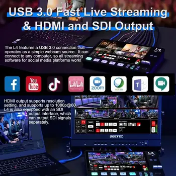FEELWORLD L4 4x 2.0 1xSDI Video Mixer, 10.1" Touch Screen Control, Webcam Function, Custom Design Accepted detail image