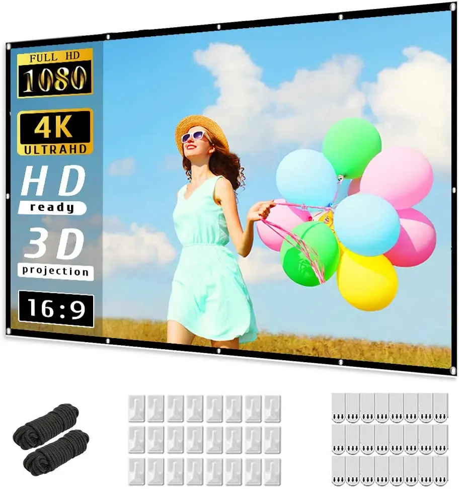 Foldable Polyester Cloth 100"(16:9) 221x125cm Portable Simple Projection Movies Projector Screens Cheapest Type