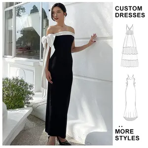 Custom New Women Dress Slim-Fit Hip Skirt Casual Summer Contrast Color Sequined Party One-shoulder Dresses for Ladies