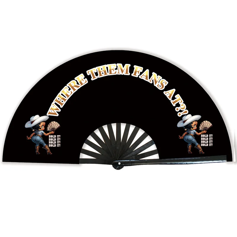 BSBH Boots on the Ground Fans Girls Clacking Bamboo Fans Sparkle Folding Hand Fan with Holster for Line Dancing Festivals